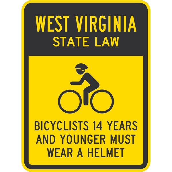 Lyle Bicyclists 14 Years And Younger Must Wear A Helmet (Cyc, 18x24, High Intensity Prismatic, Yellow G-10794-HI_18x24 - main