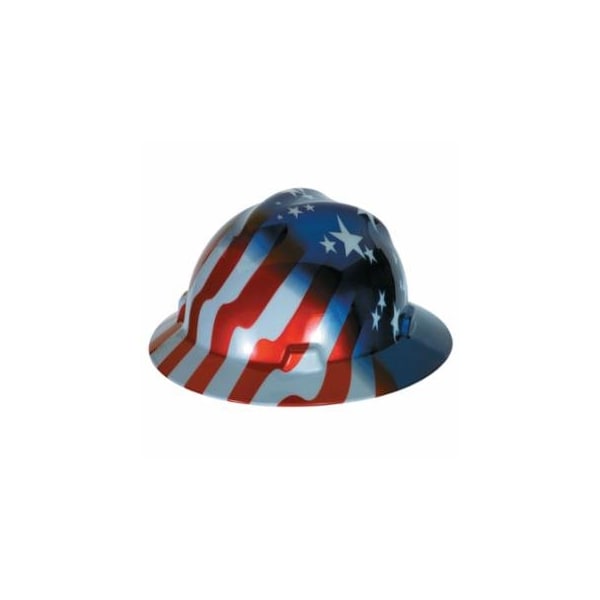 Msa Safety Freedom Series, V-Gard Helmet, Fas-Trac III 4 Point Ratchet, Hat, American Stars and Stripes 454-10071157 - main