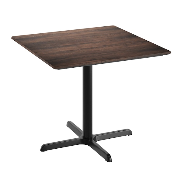 Flash Furniture 36" Square Tabletop, Seamless Surface Technology, Dark Brown with 30"x30" Black Table Height X-Base ST-SQ36-WBR-T3030-GG - main