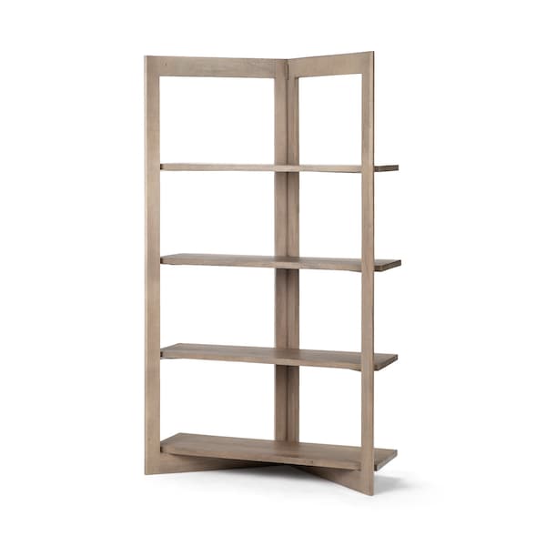 Homeroots 72" Brown Solid Wood and Wood Four Tier Bookcase 380596 - main
