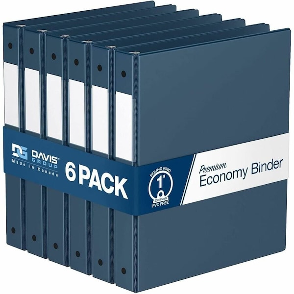 Davis Group Premium Economy, Round Ring, Binder, (Navy Blue, 1"), PK6 2311-72-06 - main