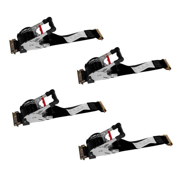 Mytee Products 2in x 12ft Re-Tractable Ratchet Straps with E-TRACK End Fittings Webbing, 4PK ETK-RS212Rx4 - main