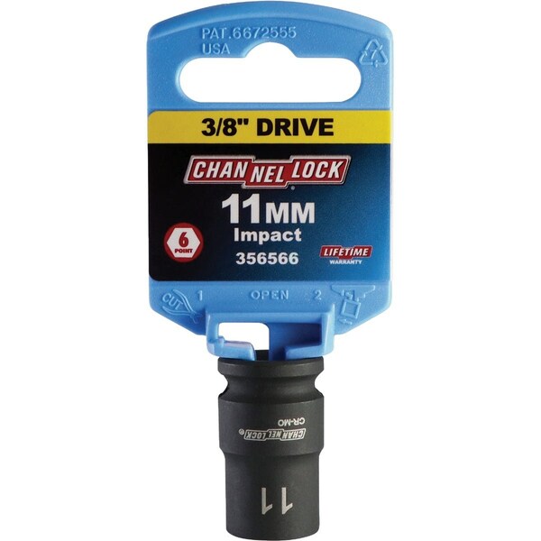 Channellock 3/8'' Drive 11 mm 6-Point Shallow Metric Impact Socket S1815800112014001 - main
