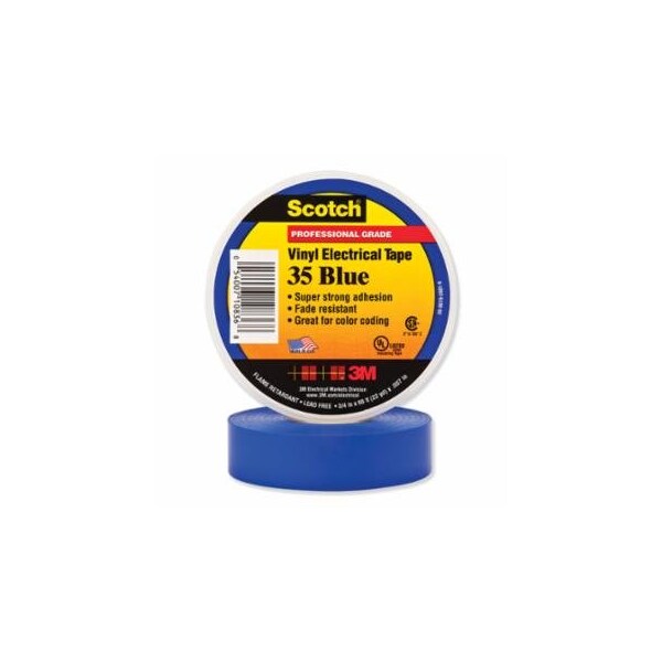 Scotch Vinyl Electrical Color Coding Tape, 35, 1/2 in W x 20 ft L, Blue 500-102403 - main