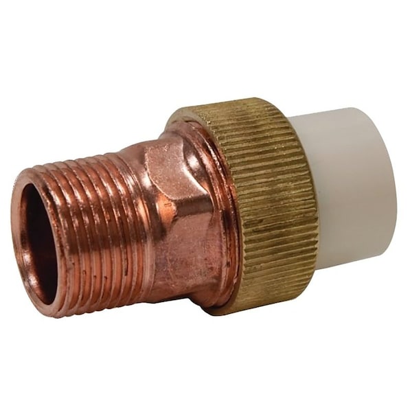 Genova NIBCO T00320D Transition Pipe Union, 1/2 in, Slip x MIP, Brass/CPVC CTS02216B0600HA - main