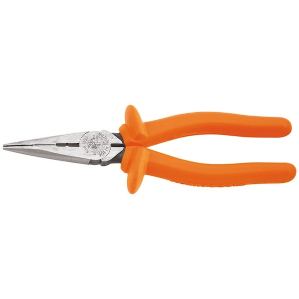 Klein Tools 8 7/8 in D203 Needle Nose Plier, Side Cutter Cushion Grip Handle D203-8-INS - main