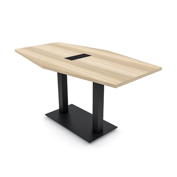 Skutchi Designs Hexagon Conference Table With Power Unit, 36 in W, 60 in L, Brown HAR-HEX.IR-36X60-DOU.BK-K525-EBLK - main