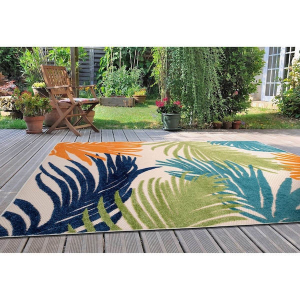 World Rug Gallery Amalfi Contemporary Tropical Floral Indoor/Outdoor Area Rug 4 ft x 6 ft Multi 8013MULTI4X6 - main