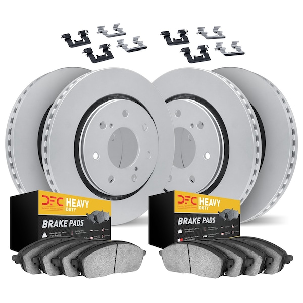 Dynamic Friction Co DFC GEOSPEC Coated Rotor- Heavy Duty Brake Pad includes Hardware 4214-99029 - main