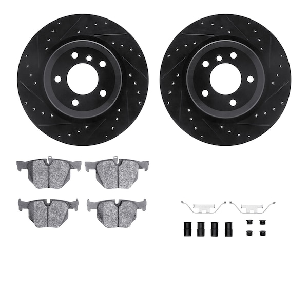 Dynamic Friction Co DFC Rotors-Drilled & Slotted-Black w/ EURO 5000 Ceramic Brake Pads Incl Hdw 8612-31067 - main