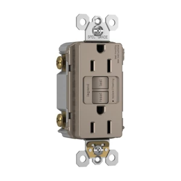 Legrand radiant GFCI Outlet, 125 V, 15 A, NEMA: NEMA 5-15R, Back and Side Wiring, Ivory 1597TRNICC4 - main