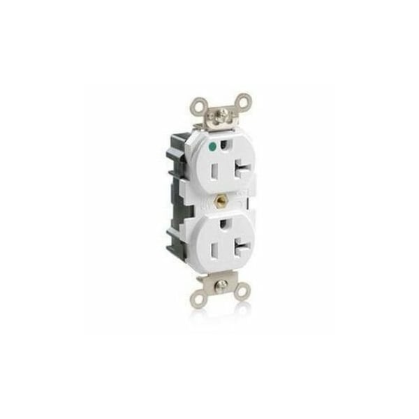 Leviton Lev-Lok Hospital Grade Duplex Receptacle, 20 Amp, 125 Volt, 125 Volt M8300-W - main