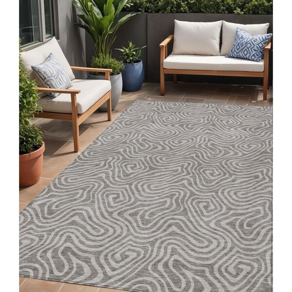 Homeroots 5' X 8' Taupe And Gray Abstract Washable Indoor Outdoor Area Rug 599767 - main