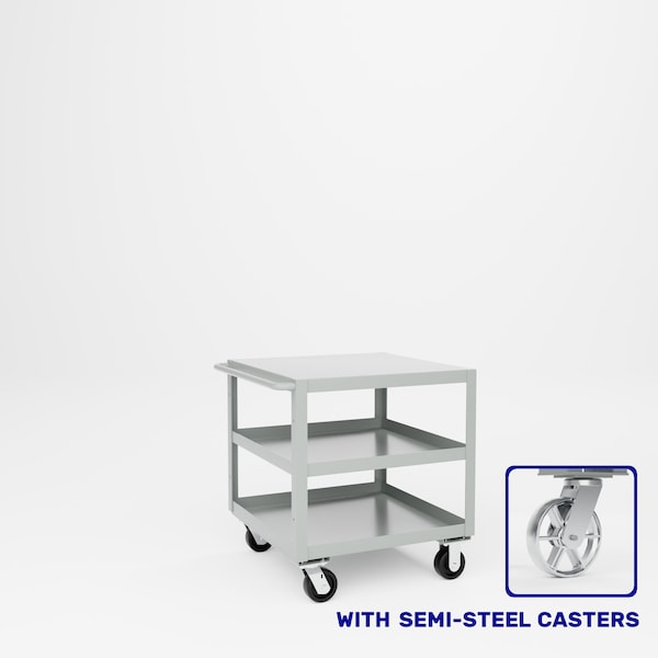 Pucel Heavy Duty Shop Truck, 30 in W x 30 in D x 33.5 in H, Three Shelves, Push Handle, Gray 3030-DT-3S - main