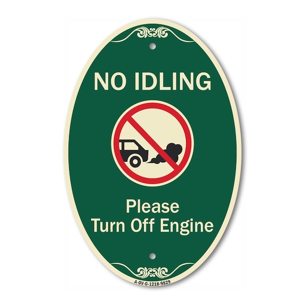 Signmission No Idling Please Turn Off Engine With Graphic, 12 Inch X 18 Inch Designer, Heavy Gauge Aluminum A-OV-G-1218-9829 - main