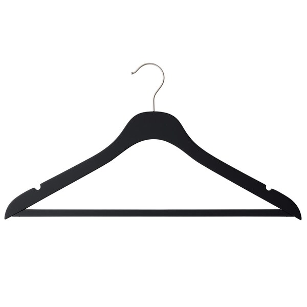 Nahanco 17in Black Rubber Wooden SlimLine Suit Hanger w/ Pant Bar, 50PK SL70817WB50 - main