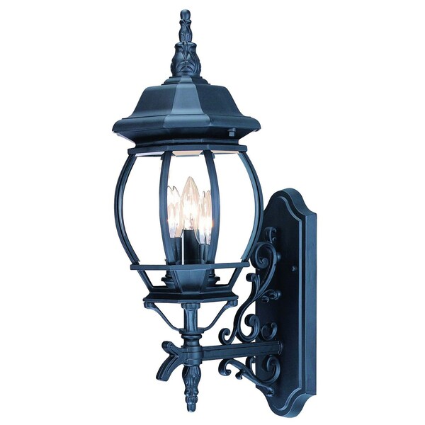 Homeroots Three Light Matte Black Glass Globe Wall Light 398384 - main