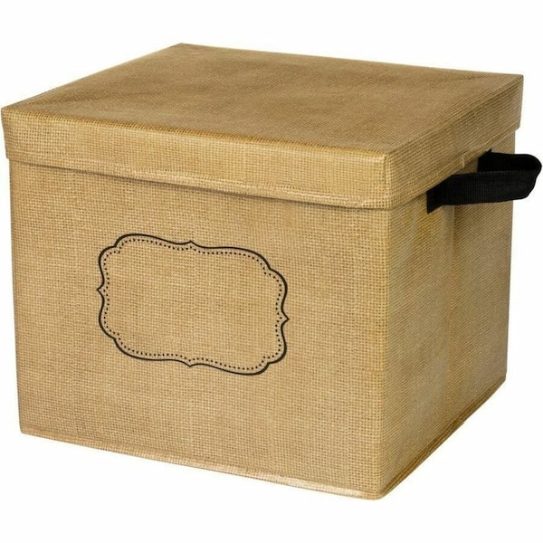 Teacher Created Resources Shelf Storage Bin, Burlap, Beige, 10 1/2 in H, 13 in W, 12 in L TCR20834 - main