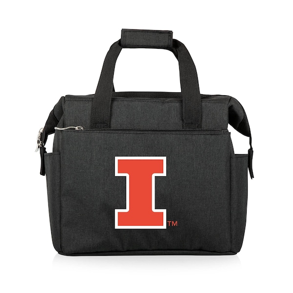 Picnic Time Family Of Brands NCAA Illinois Fighting Illini On The Go Lunch Bag Cooler - Soft Cooler Lunch Box, Black 510-00-179-214-0 - main