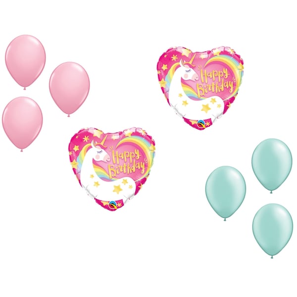 Loonballoon Unicorn Theme Balloon Set, 2x Birthday Magical Unicorn Balloon and 6x latex balllons 81964 - main