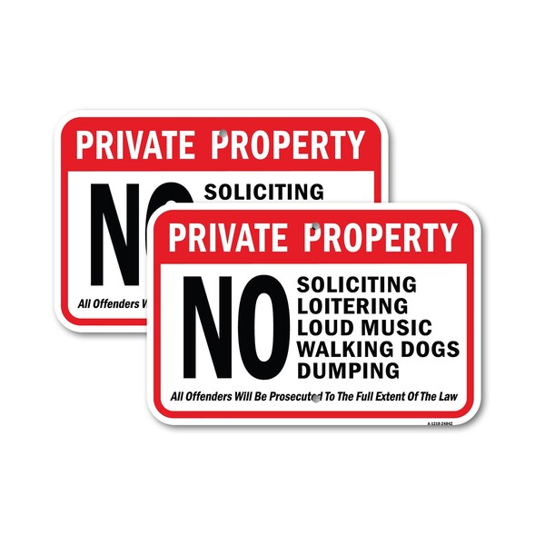 Signmission Private Property No Loitering Loud Music Walking D, 18'' X 24'' 2 Signs, Heavy Gauge Aluminum, 2PK A-1824-2PACK-24842 - main