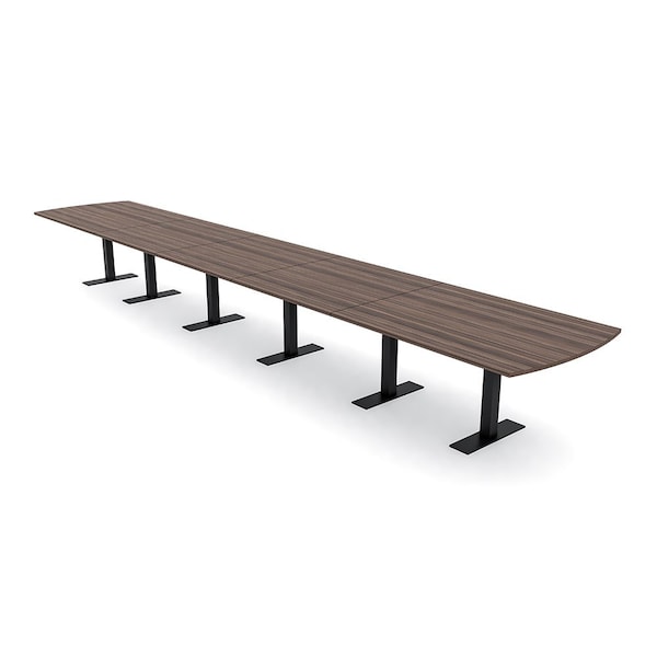 Skutchi Designs 22ft Conference Table W/ Power Unit | 22 Person Modular Arc Rectangle Meeting Table | Harmony Series HAR-AREC-48X264-T.BK-H3041-NA - main