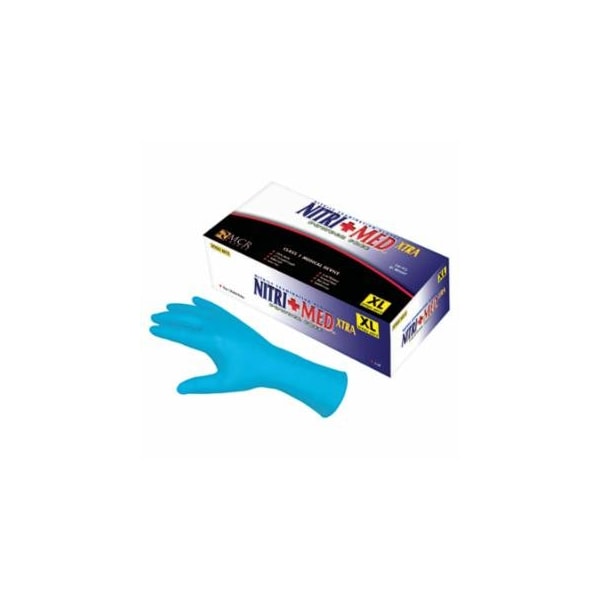 Mcr Safety Nitrile Disposable Gloves, NitriShield, Rolled Cuff, Unlined, Medium, Blue, 8 mil Thick, 50PK 127-6032M - main