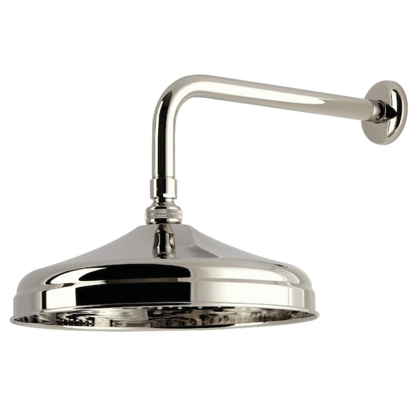Kingston Brass 10" Round Raindrop Brass Shower Head with 12" Shower Arm, Polished Nickel K225K36 - main