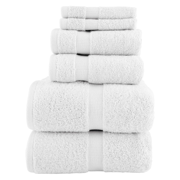 Lavish Home 6PC Bathroom Towels Set 100% Cotton Bathroom Accessories Soft Towel Set for Shower, Gym, Dorm, Spa 67-0035-WHT - main