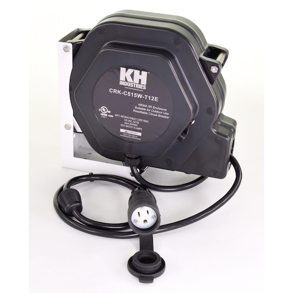 Kh Industries Retractable Cord Reel, Light Duty, Indoor/Outdoor, Crk Series, 15 Amp CRK-C515W-T12E - main