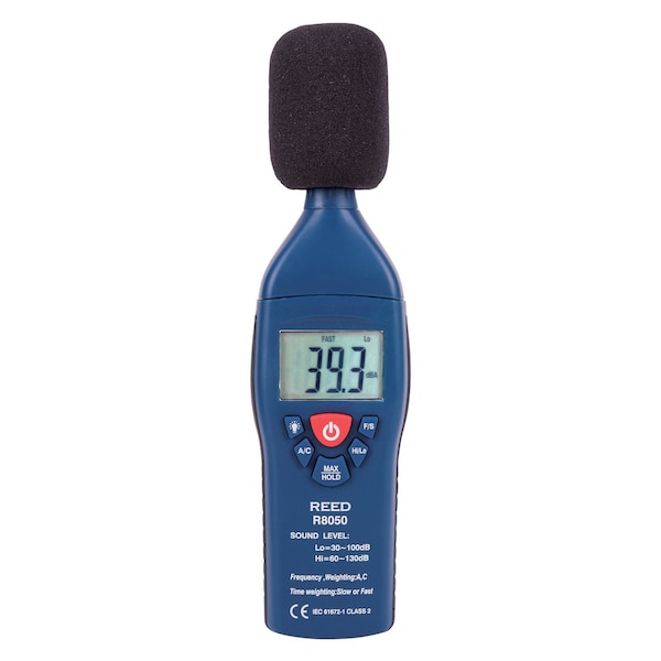 Reed Instruments Sound Level Meter, Type 2, 30-100 and 60-130dB, +/-1.4 dB Accuracy R8050 - main