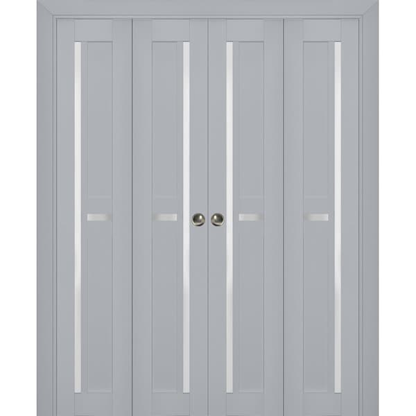 Sartodoors Sliding Closet Double Bi-fold Doors Grey Solid Core Modern Interior VEREGIO7288DBF-GRE-72 x 96 (4* 18x96) - main