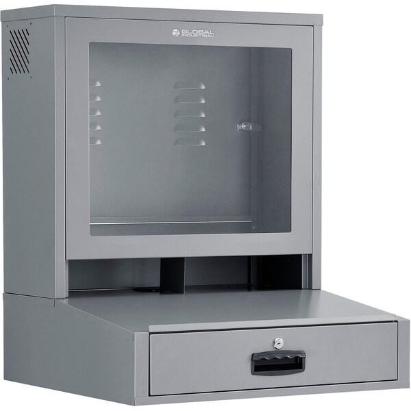 Global Industrial Countertop LCD Computer Cabinet, Dark Gray 239114DG - main