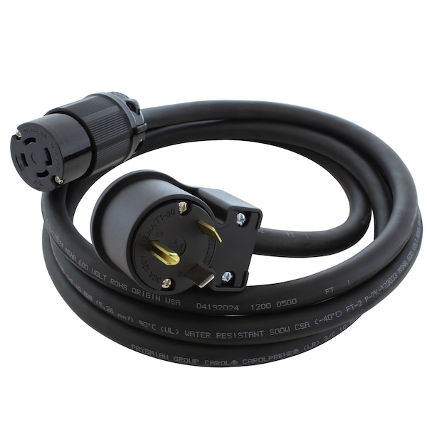 Ac Works Extension Cord, 10 ft, NEMA TT-30P to L14-30R, 30A, 125V, SOOW 10/3, Rubber Jacket, cULus Listed TT30L1430-010 - main