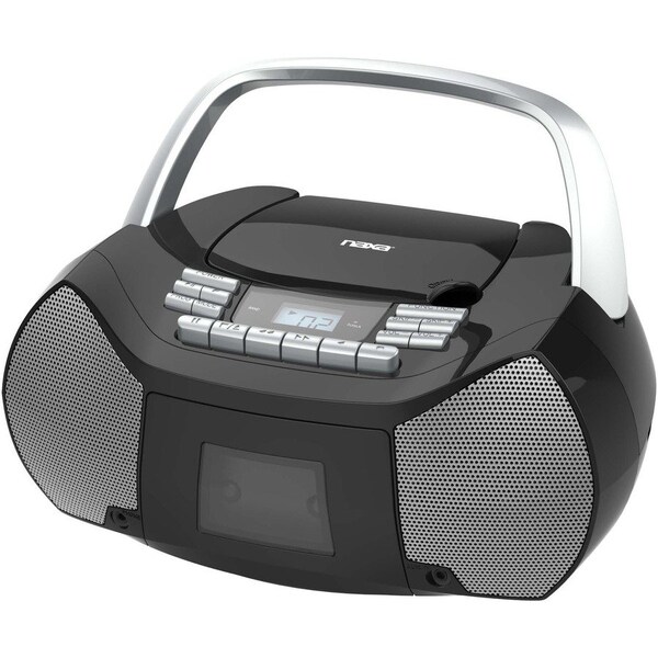 Naxa Electronics Naxa Portable CD/Cassette Boombox - 1 x Disc - 2.40 W - Silver, Black - CD-DA - Auxiliary Input NPB-268 - main