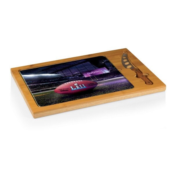 Picnic Time Family Of Brands NFL Super Bowl 52 - Football Field - Icon Glass Top Cutting Board & Knife Set 910-00-505-524-2 - main