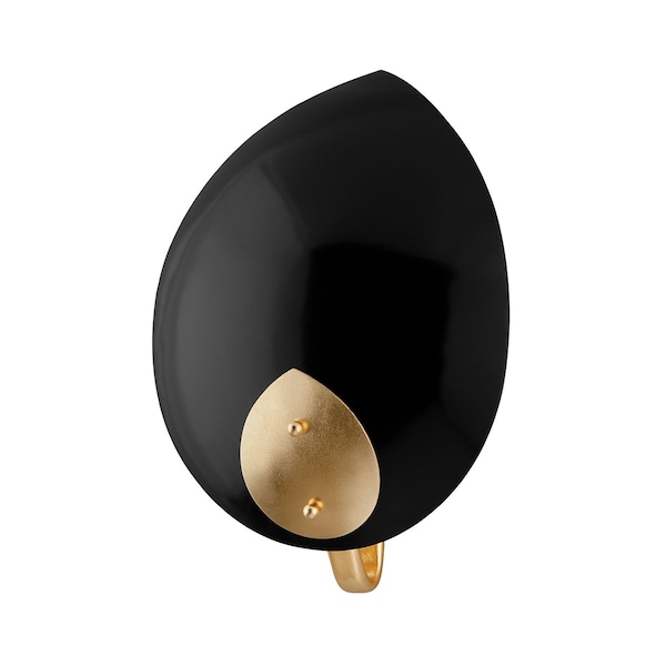 Hudson Valley Lighting Lotus 1 Light Wall Sconce 9.25 In. Gold Leaf/Black 5701-GL/BK - main