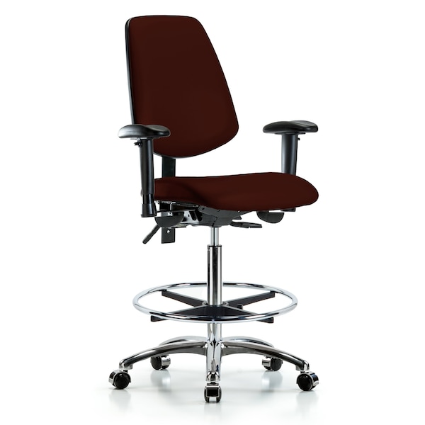 Blue Ridge Ergonomics High Bench Chair Adjustable Arms, 26" to 35-1/2" Height, Vinyl, Burgundy BR-VHBCH-MB-CR-T0-A1-CF-CC-8569 - main