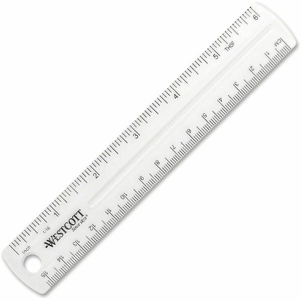Westcott Rulers, 6" Plastic Ruler - Clear 45016 - main