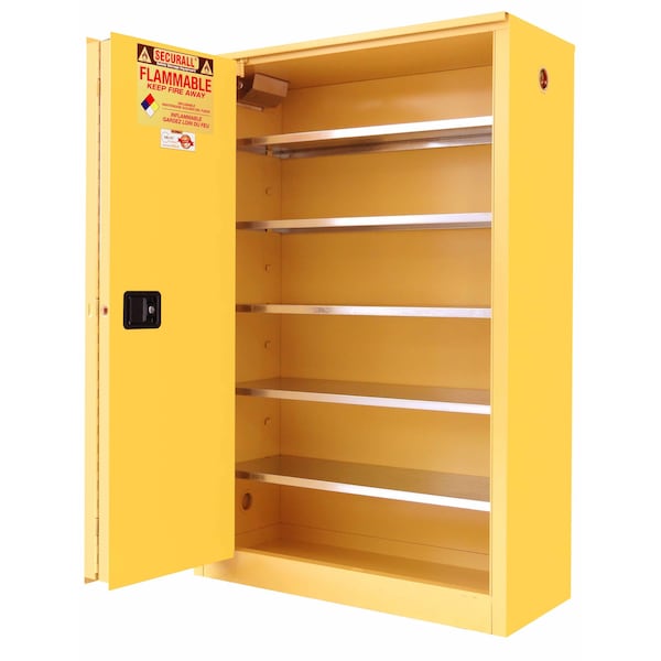 Securall Paint Storage Cabinet, 60 Gallon, 5 Shelves, 43 in W x 65 in H x 18 in D, Red P260 - main