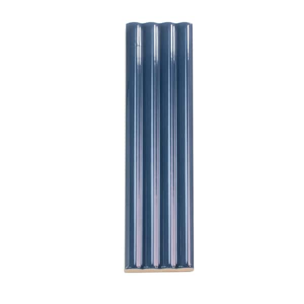 Apollo Tile Arte 1.97 in. x 7.87 in. Glossy Blue Ceramic Subway Deco Wall and Floor Tile 4.09 sqft/case, 38PK RID88NAVDECGL - main