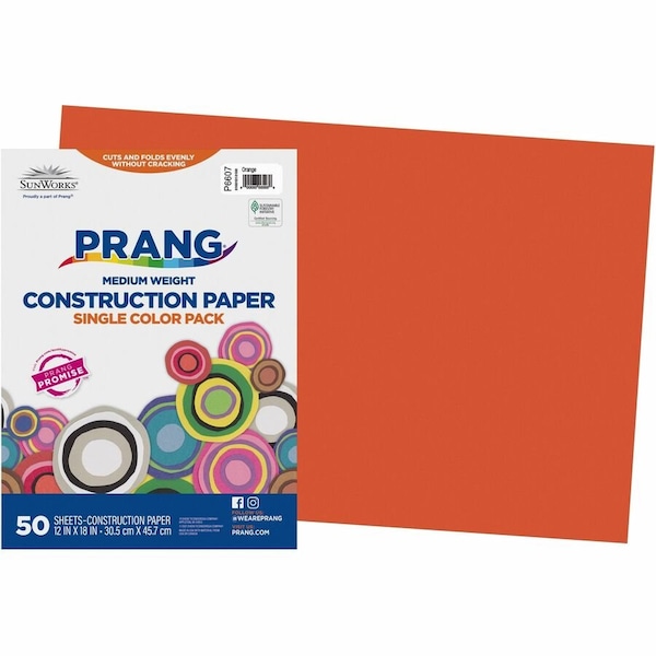 Sunworks Construction Paper, Orange, 50PK PAC6607 - main