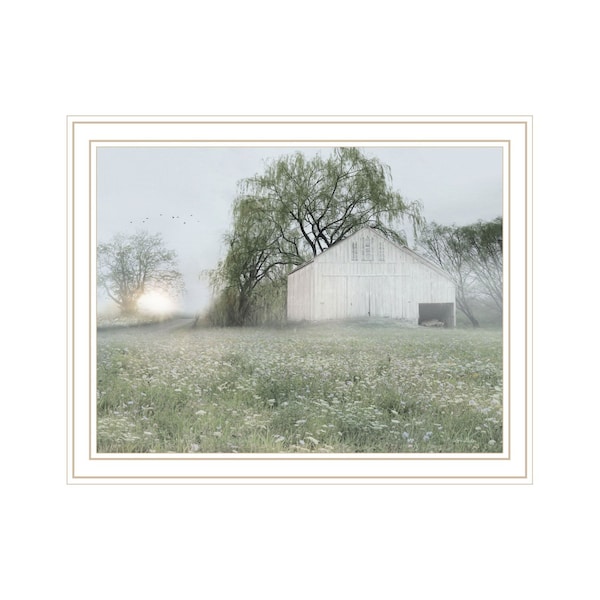 Homeroots Green Country Morning White Framed Print Wall Art 530031 - main