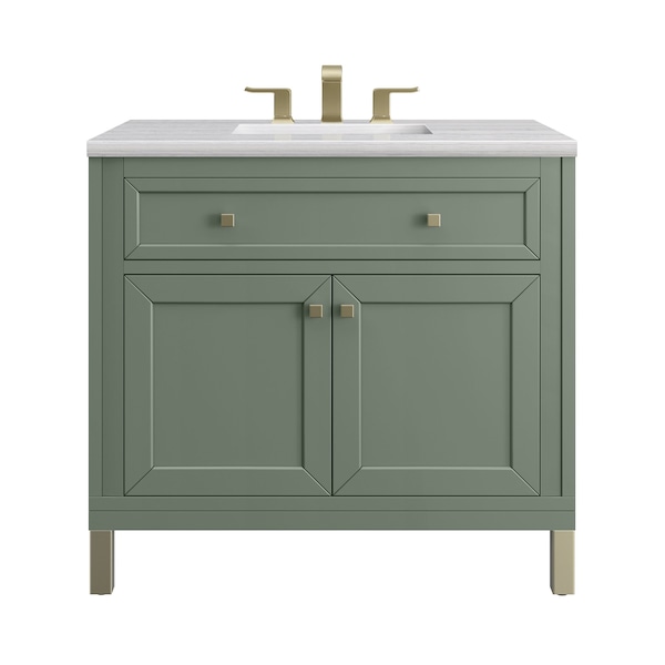 James Martin Vanities Chicago 36 in. Single Vanity, Smokey Celadon, w/ 3 CM Arctic Fall Solid Surface Top 503-V36-SC-3AF - main
