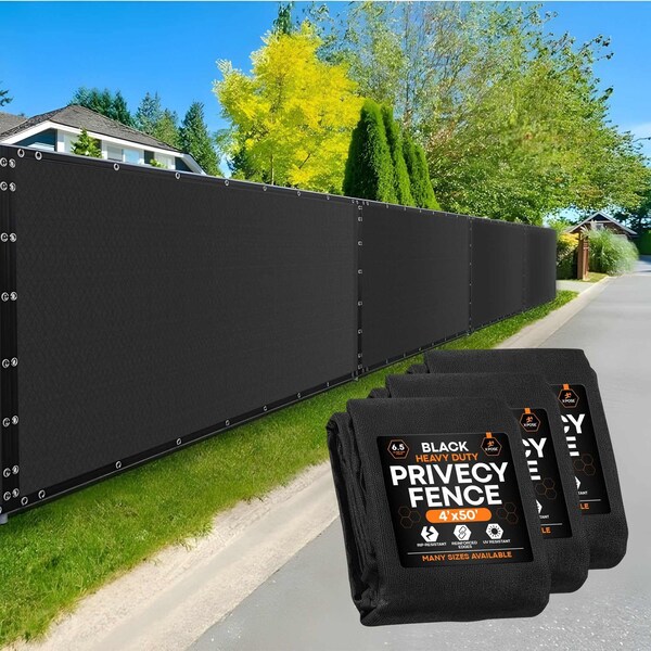 Xpose Safety Privacy Fence Screen 4ft x 50ft, Black, Pack of 3, 3PK PS-450BK-3-X-S - main