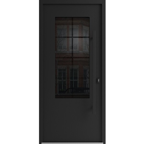 Vdomdoors Aluminum Door Iron 0101 Black Entry Steel Metal Classic Painted 36 x 80 (36 x 80)-Right Inswing IRON0101EXD-BLK-W36xH80-RH-I - main
