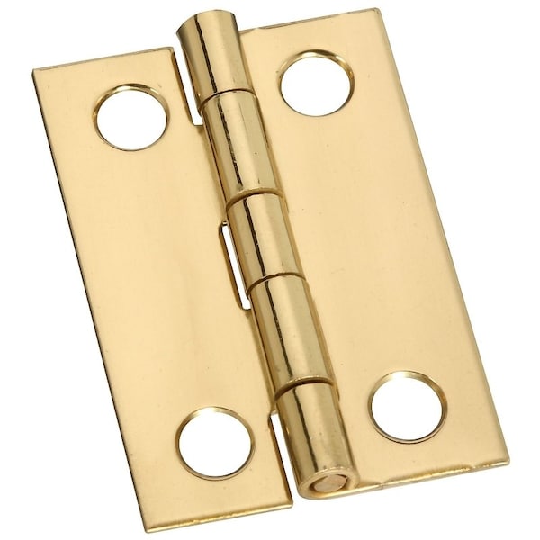 National Hardware Decorative Narrow Hinge, 1-1/2 in H Door Leaf, 0.04 in Thick Door Leaf, Brass, Solid Brass, 2PK N211-292 - main