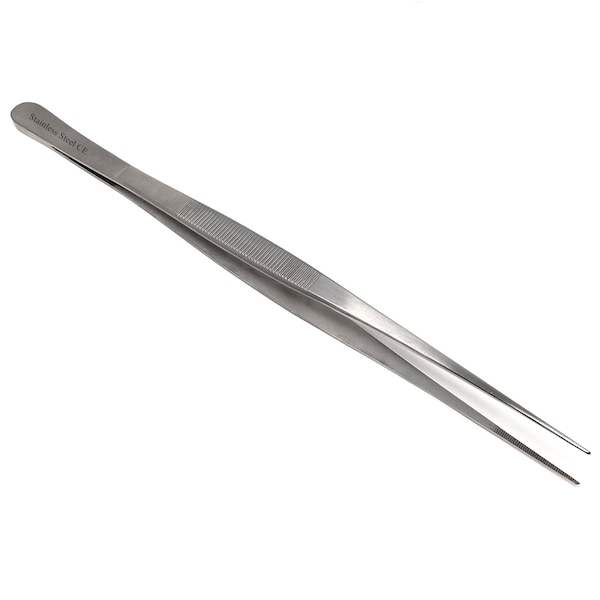A2Z Scilab Forceps Micro 12 Inch Straight Serrated Narrow-Tip Stainless Steel Tweezers A2Z-ZR1130 - main