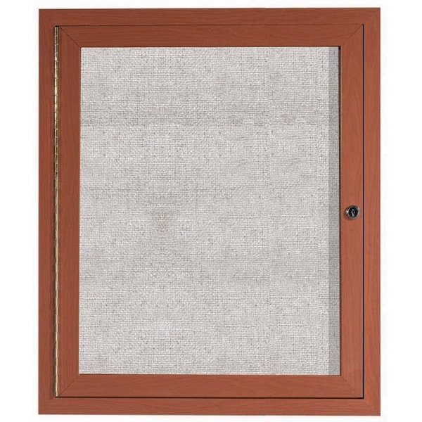 Aarco Outdoor Enclosed Bulletin Board w/ Al Wood Look Finish, Oak Wood Look, Burlap Weave Vinyl, 36''Hx30''W ODCCO3630R - main