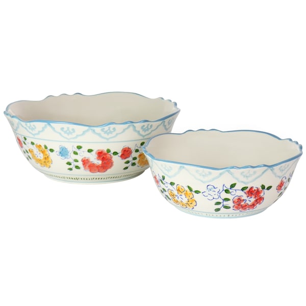 Gibson Elite Anaya 2 Piece Stoneware Hand Painted Bowl Set 127277.02 - main